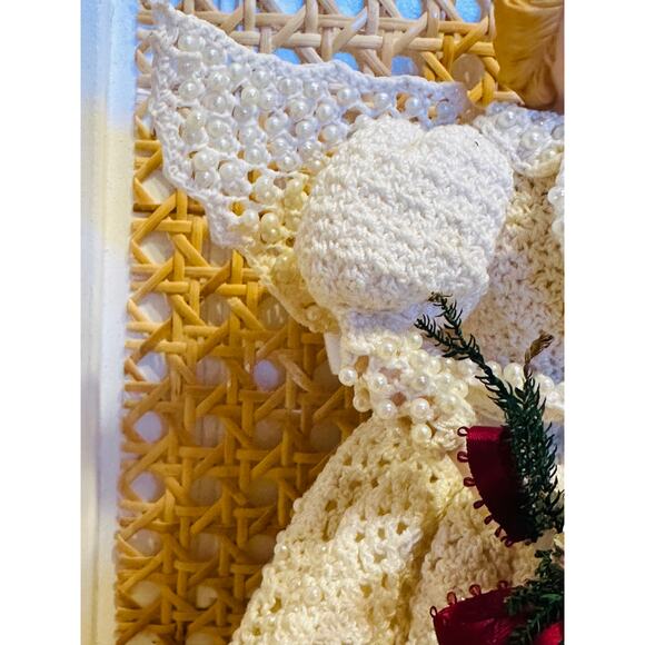 Vintage VictorianChristmas Tree Topper Hand Crochet Angel Embellished Christmas - Picture 4 of 6